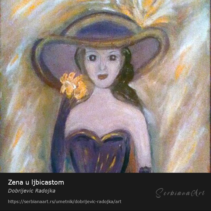 Zena u ljbicastom, Ulje/Platno, Dobrijevic Radojka