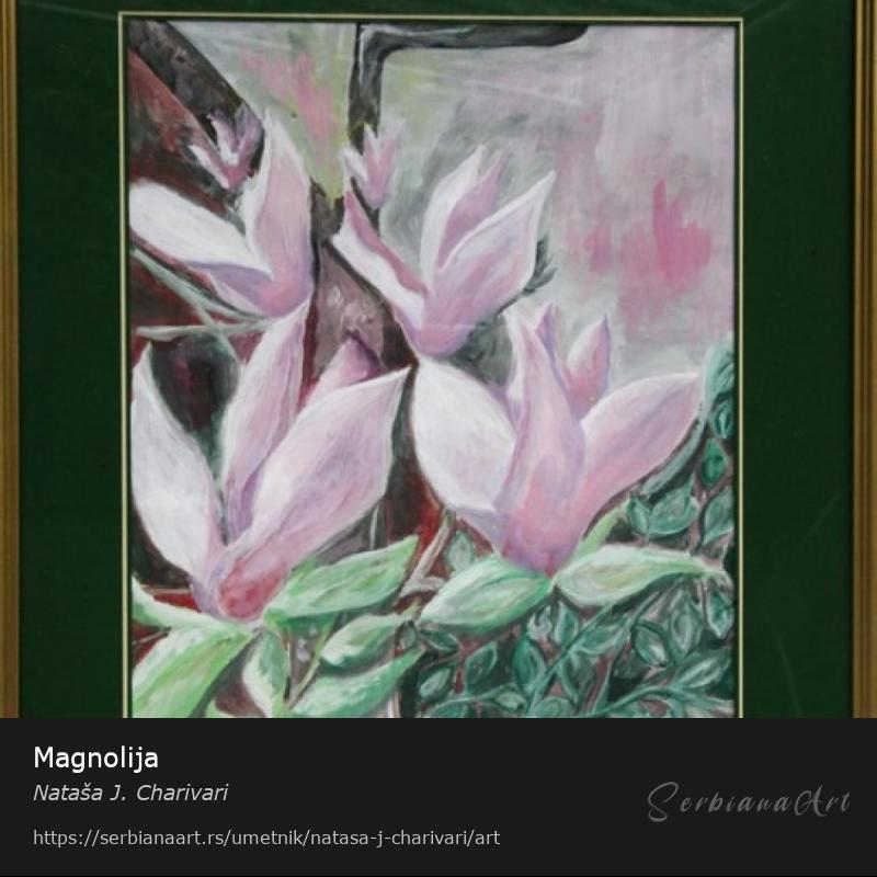 Magnolija, Tempera/Karton, Nataša J. Charivari