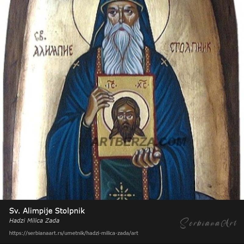 Sv. Alimpije Stolpnik, Akrilik/Drvo, Hadzi Milica Zada
