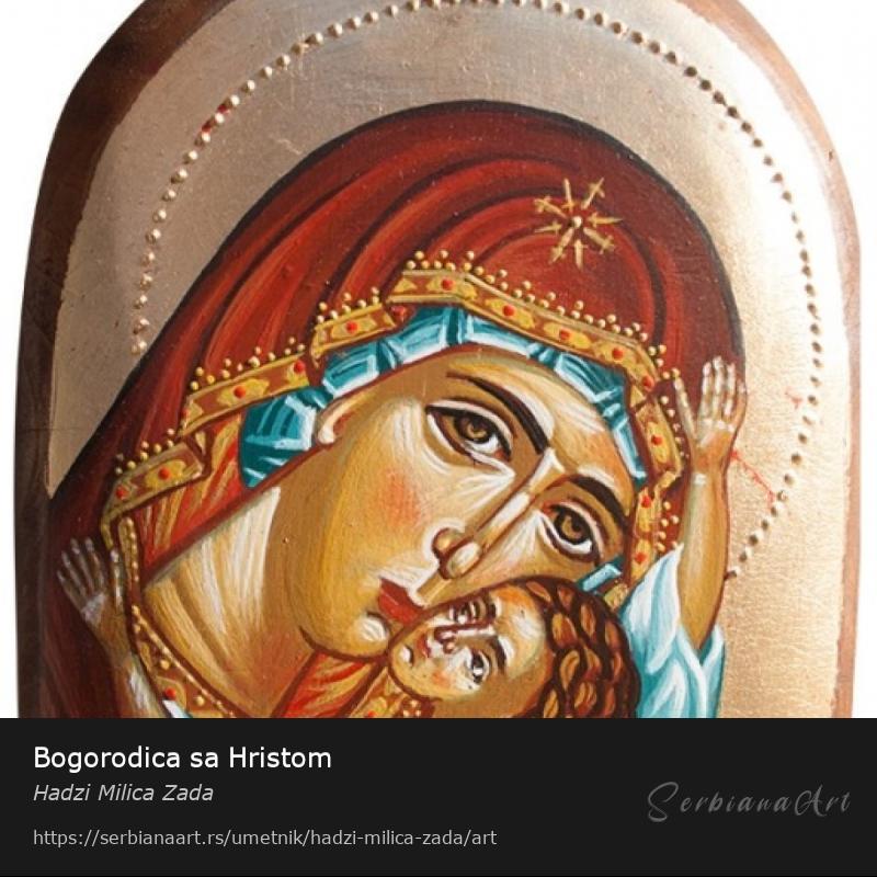 Bogorodica sa Hristom, Akrilik/Drvo, Hadzi Milica Zada