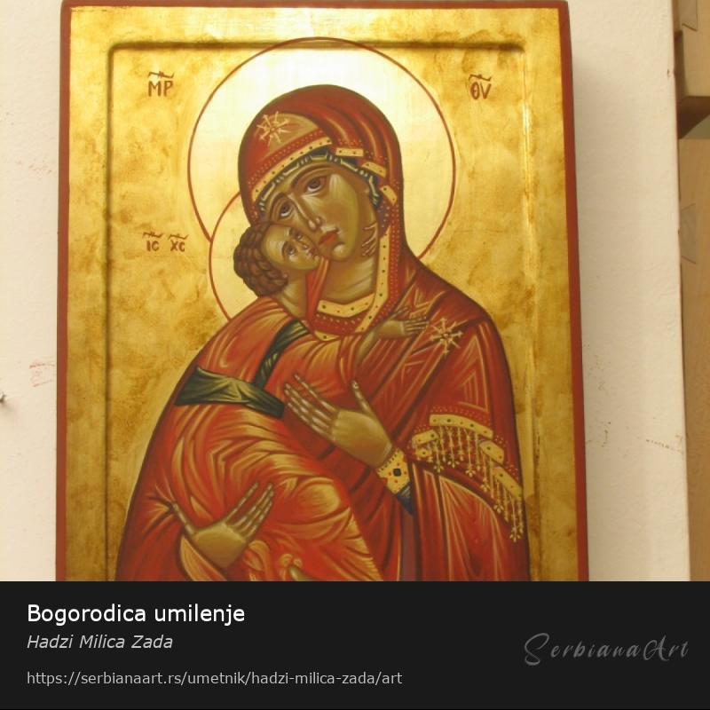 Bogorodica umilenje, Akrilik/Drvo, Hadzi Milica Zada