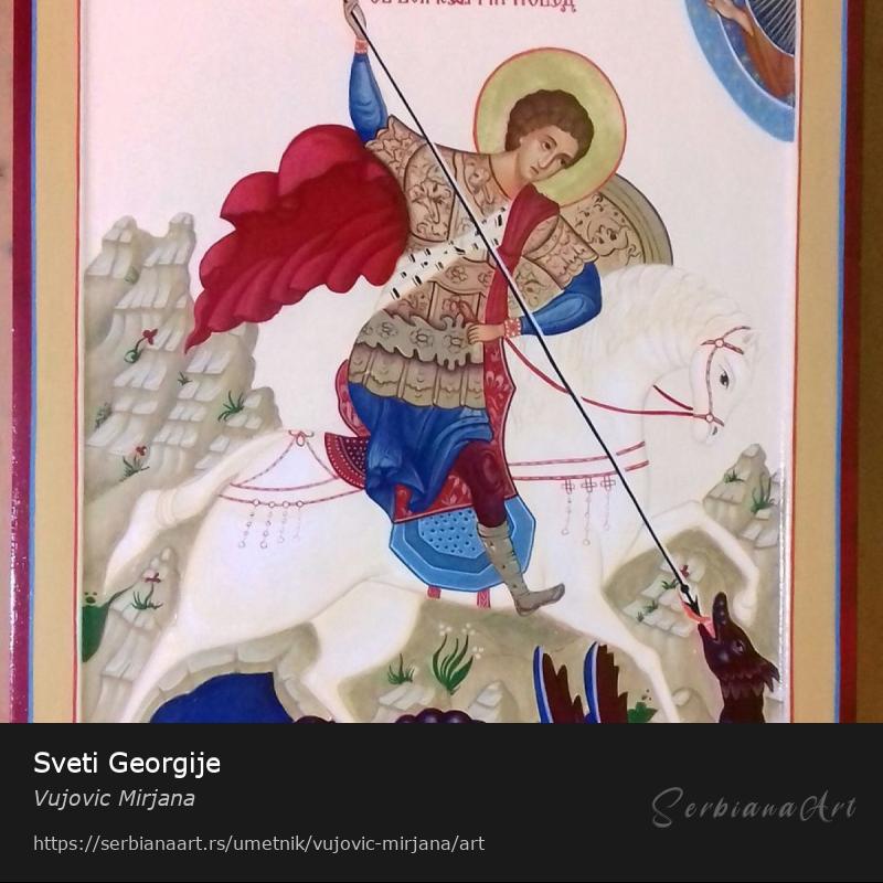 Sveti Georgije, Jajčana tempera/Drvo, Vujovic Mirjana