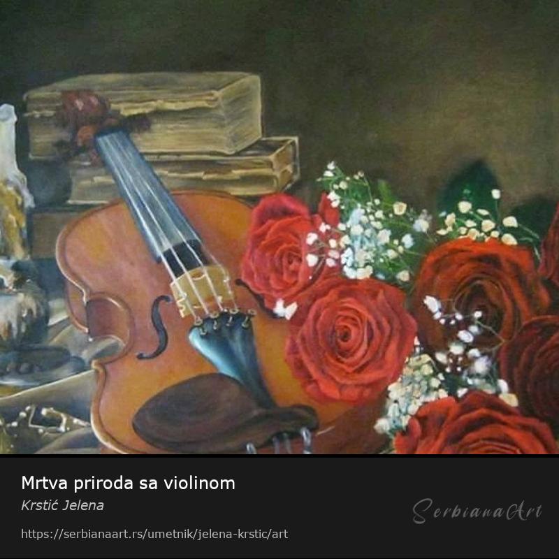 Mrtva priroda sa violinom, Ulje/Platno, Krstić Jelena
