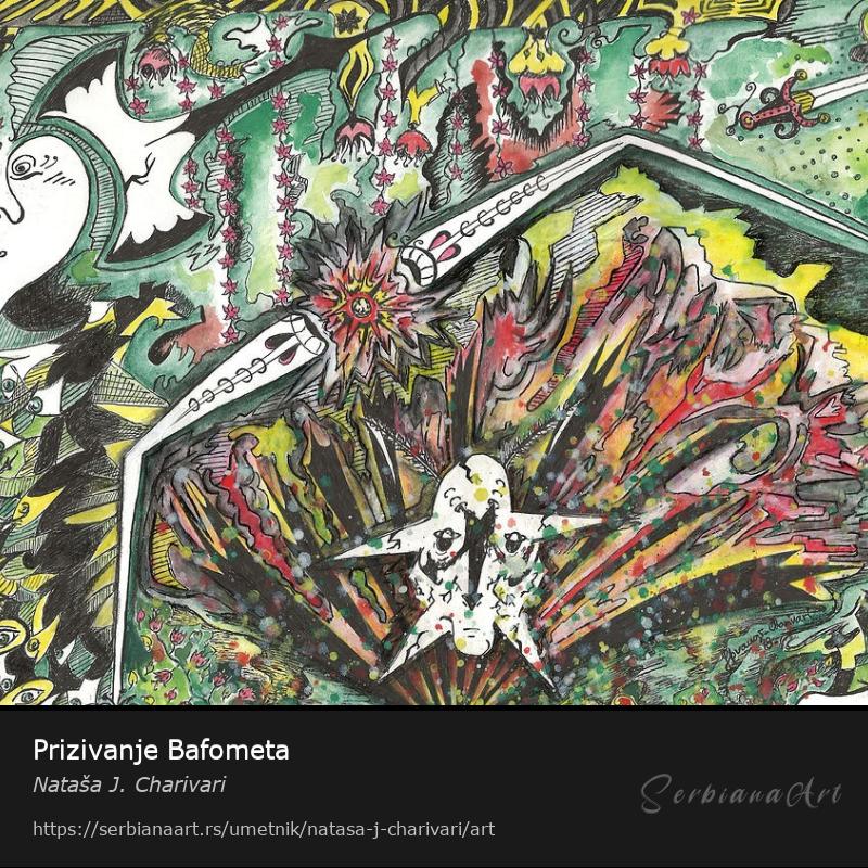 Prizivanje Bafometa, Kombinovano/Papir, Nataša J. Charivari