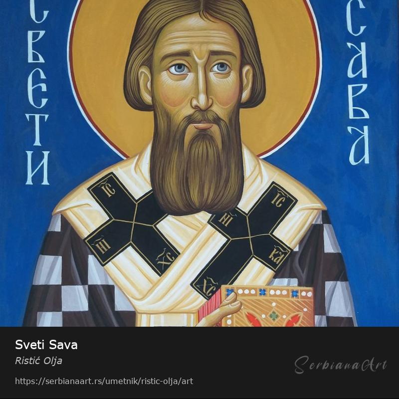 Sveti Sava, Jajčana tempera/Platno, Ristić Olja