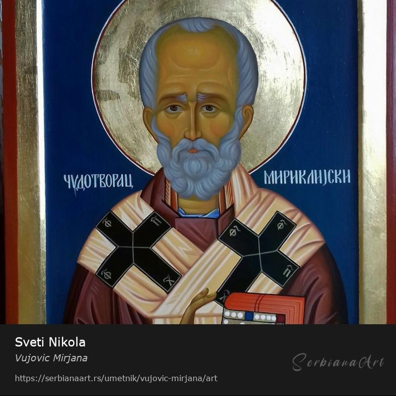 Sveti Nikola, Jajčana tempera/Drvo, Vujovic Mirjana