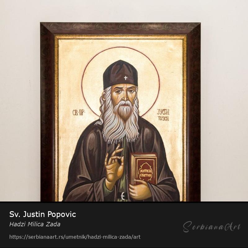 Sv. Justin Popovic, Akrilik/Platno, Hadzi Milica Zada