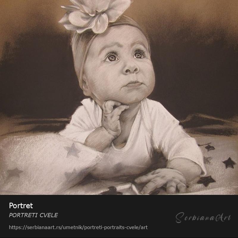 Portret, Pastel/Papir, PORTRETI CVELE