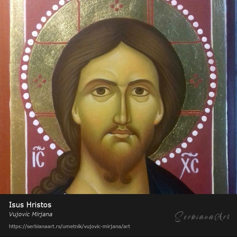 Isus Hristos, Jajčana tempera/Drvo, Vujovic Mirjana