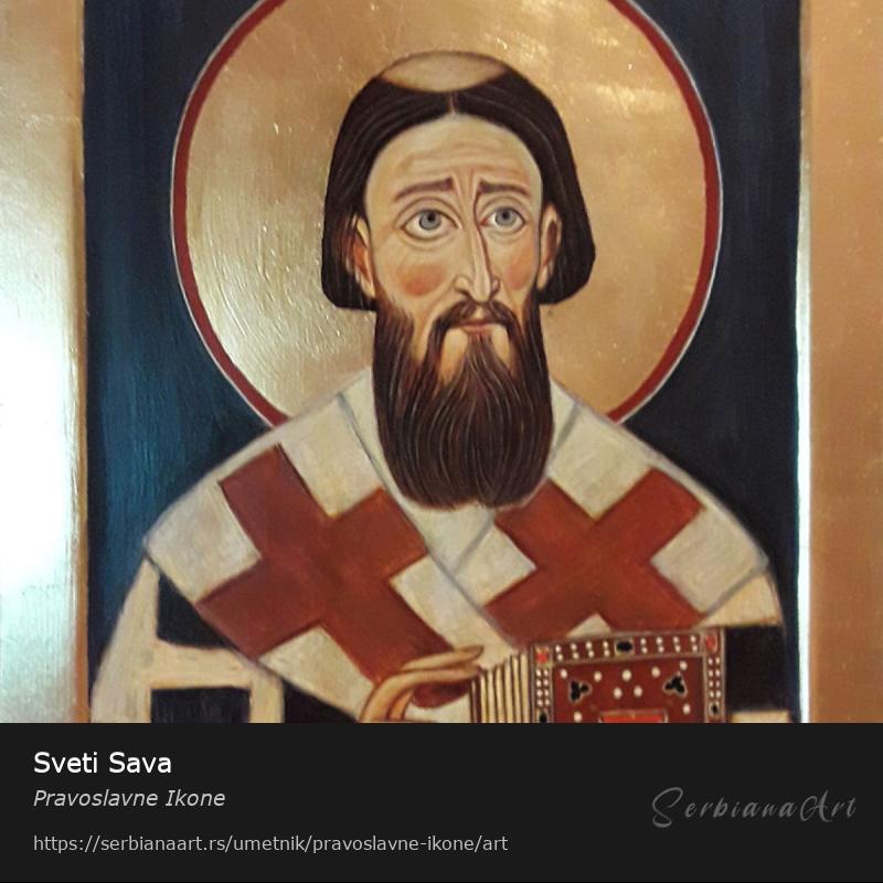 Sveti Sava, Jajčana tempera/Drvo, Pravoslavne Ikone