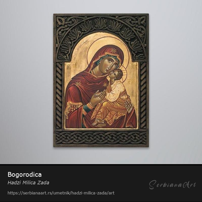 Bogorodica, Akrilik/Drvo, Hadzi Milica Zada