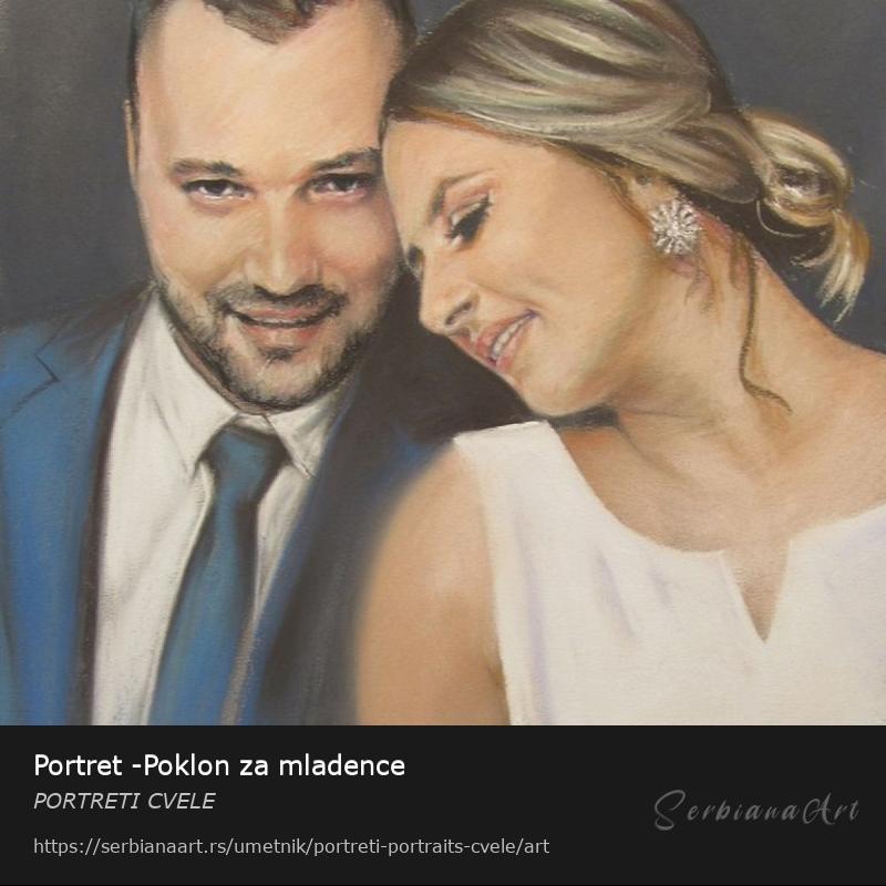 Portret -Poklon za mladence, Pastel/Papir, PORTRETI CVELE