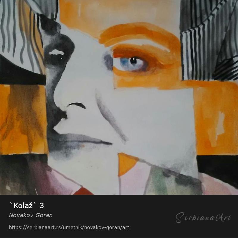 `Kolaž` 3, Vodene boje/Papir, Novakov Goran