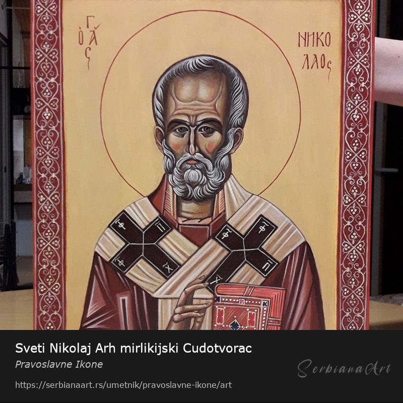 Sveti Nikolaj Arh mirlikijski Cudotvorac, Jajčana tempera/Drvo, Pravoslavne Ikone