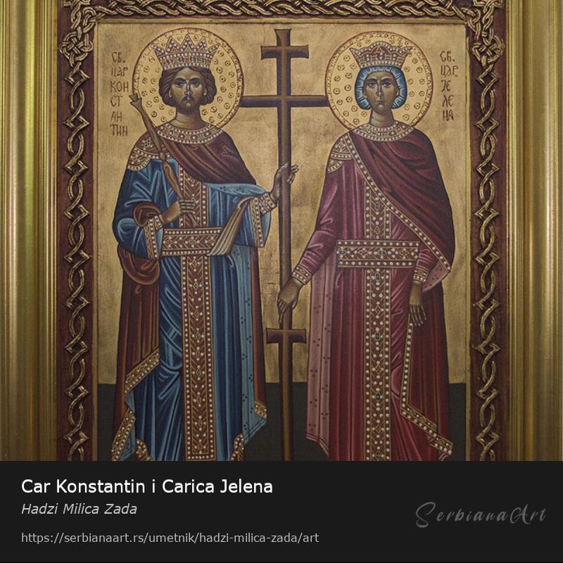 Car Konstantin i Carica Jelena, Akrilik/Platno, Hadzi Milica Zada