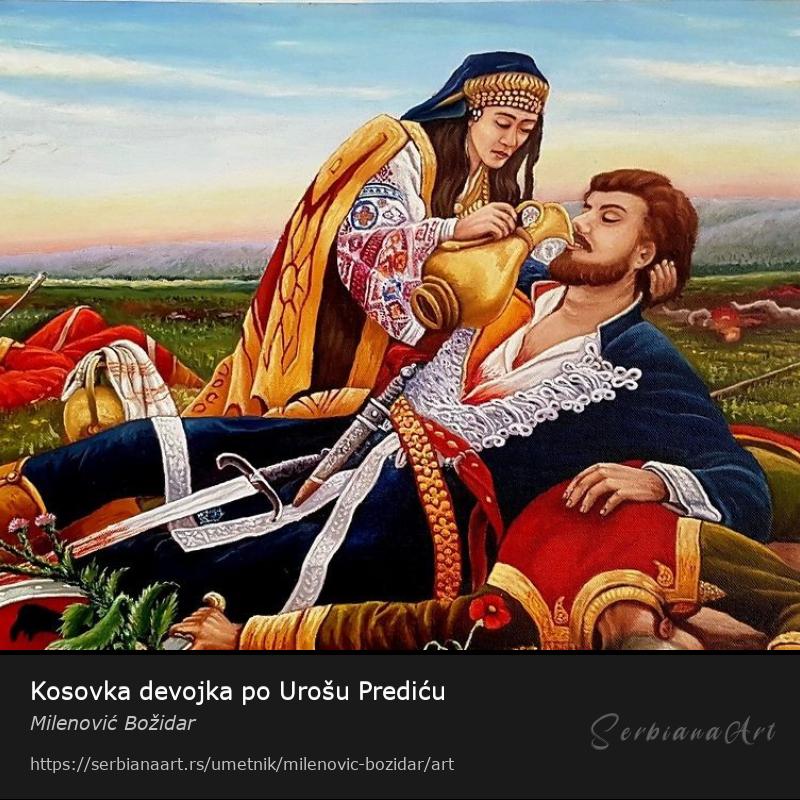Kosovka devojka po Urošu Prediću, Ulje/Platno, Milenović Božidar