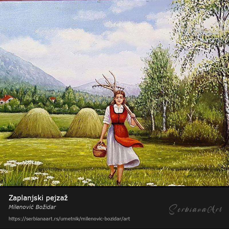 Zaplanjski pejzaž, Ulje/Platno, Milenović Božidar