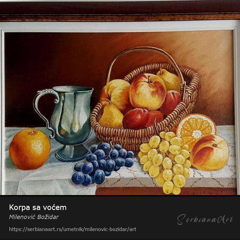 Korpa sa voćem, Ulje/Platno, Milenović Božidar