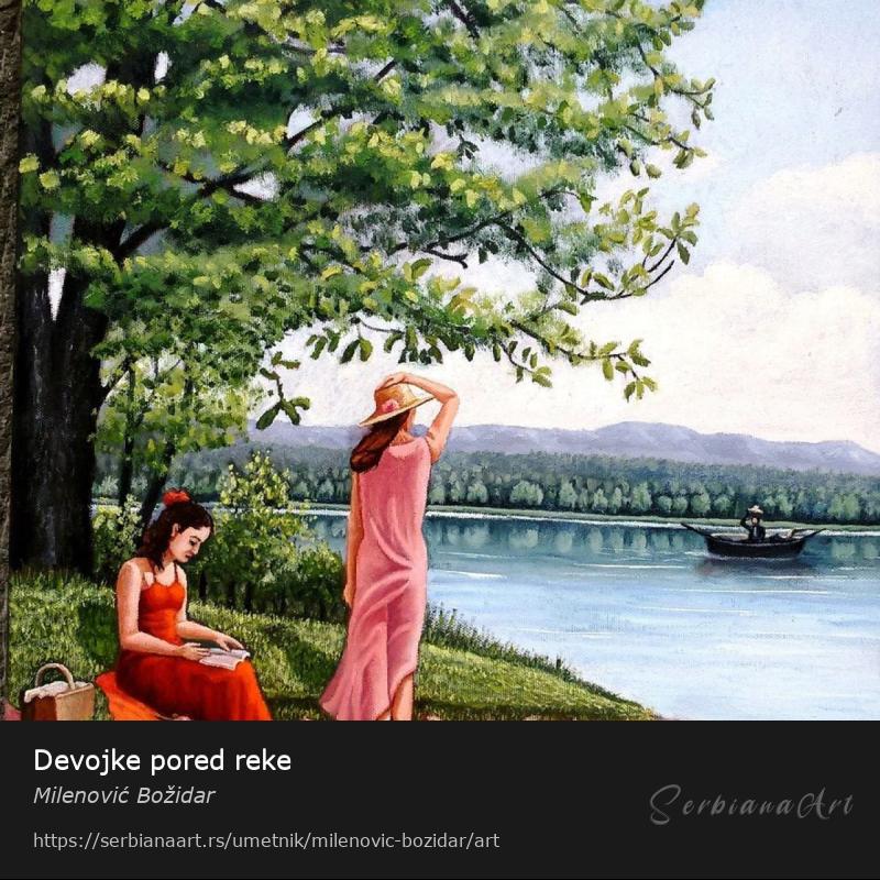 Devojke pored reke, Ulje/Platno, Milenović Božidar