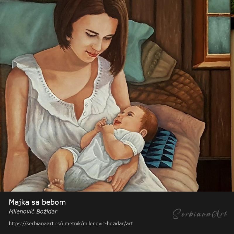 Majka sa bebom, Ulje/Platno, Milenović Božidar