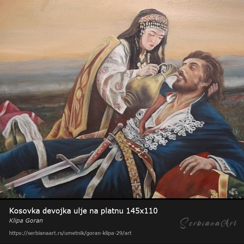 Kosovka devojka ulje na platnu 145x110, Ulje/Platno, Klipa Goran
