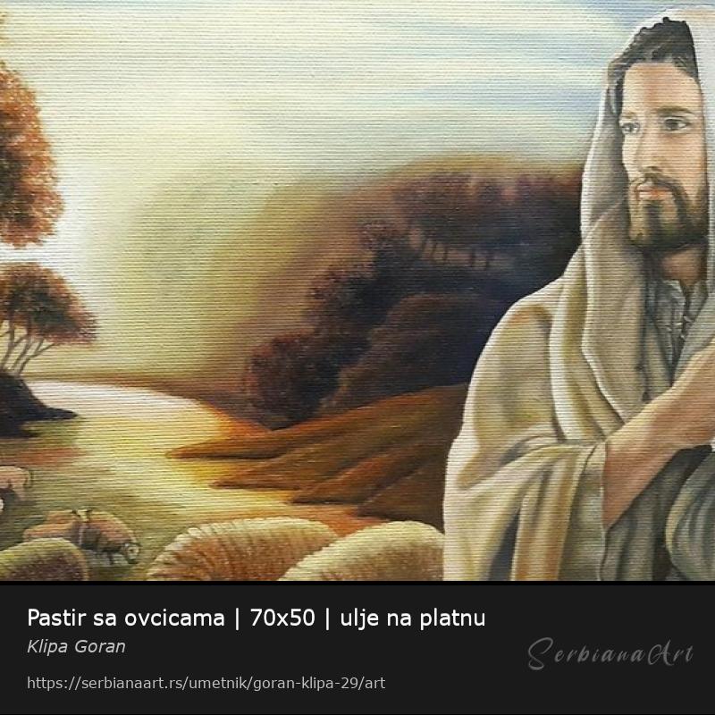 Pastir sa ovcicama | 70x50 | ulje na platnu, Ulje/Platno, Klipa Goran