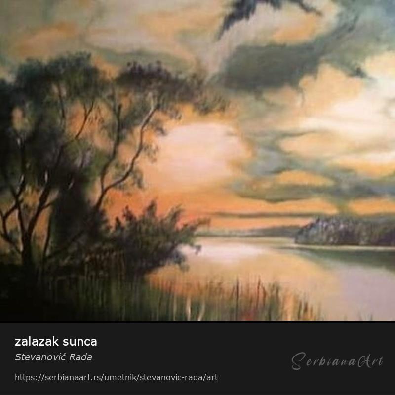 zalazak sunca, Kreativna rukotvorina/Platno, Stevanović Rada