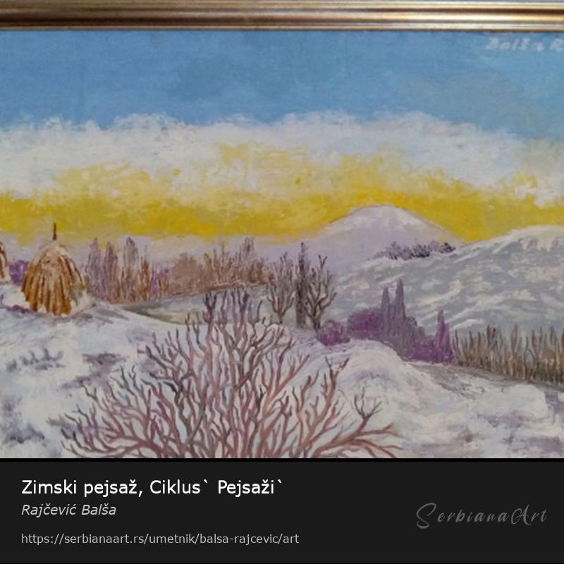 Zimski pejsaž, Ciklus` Pejsaži`, Akrilik/Lesonit, Rajčević Balša