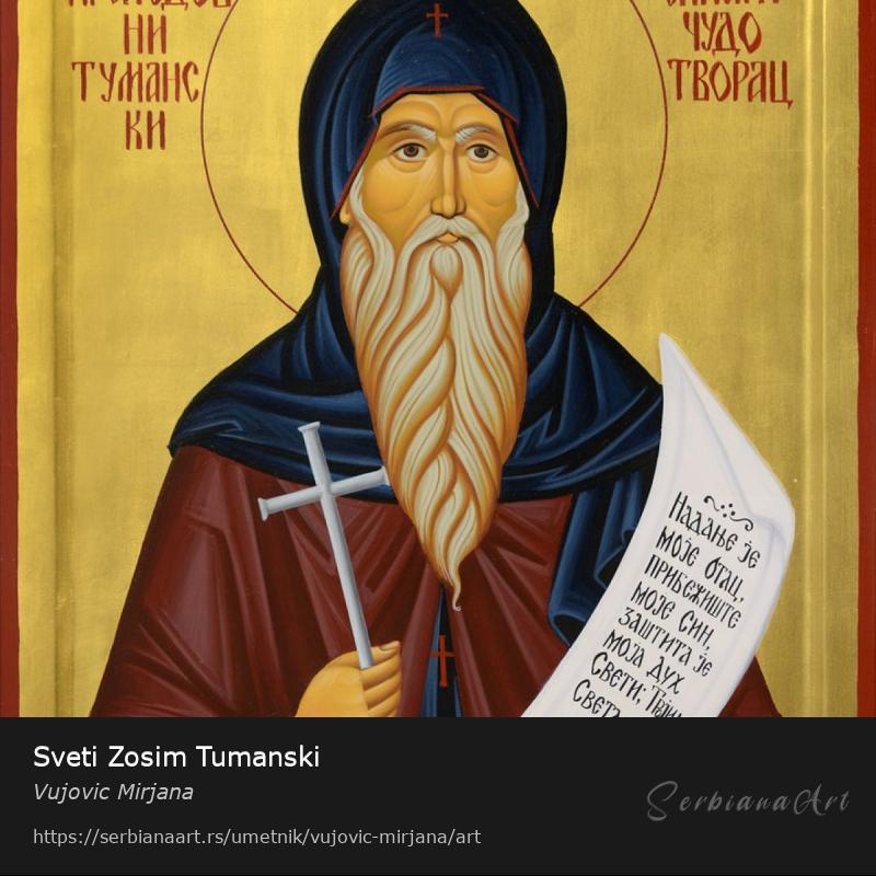 Sveti Zosim Tumanski, Jajčana tempera/Drvo, Vujovic Mirjana