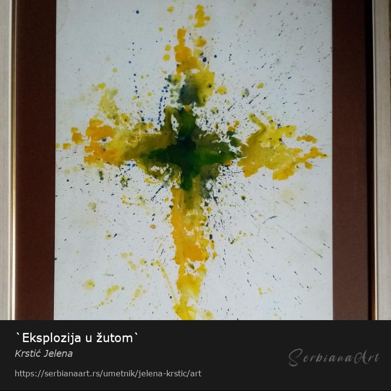 `Eksplozija u žutom`, Akrilik/Papir, Krstić Jelena