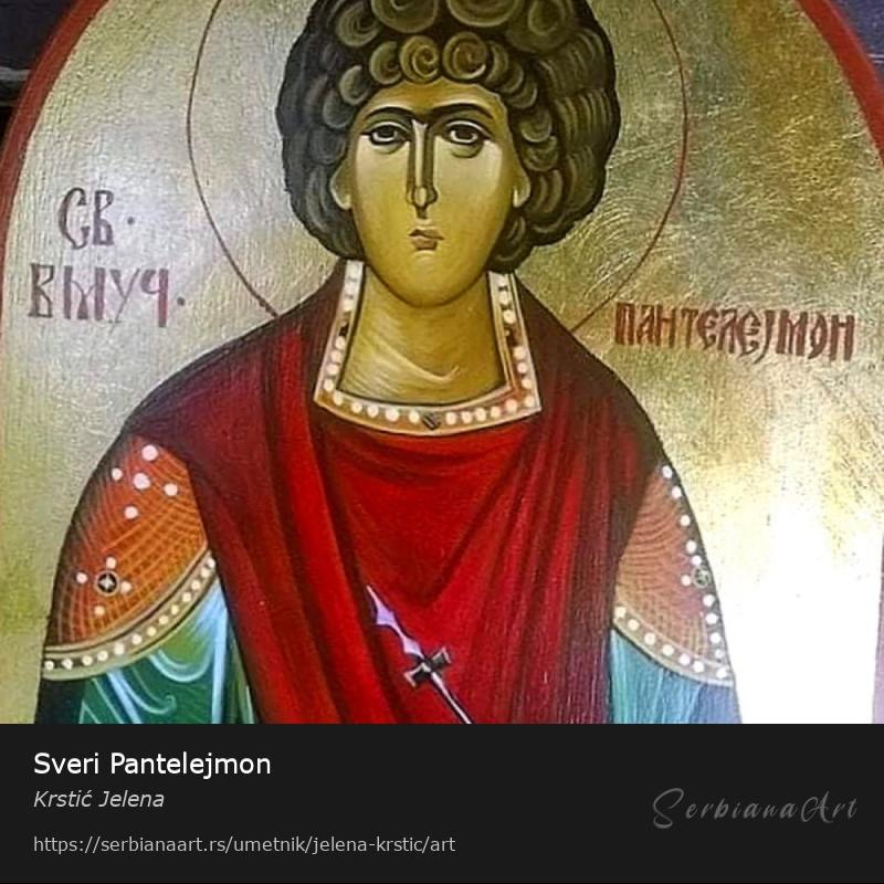 Sveri Pantelejmon, Jajčana tempera/Drvo, Krstić Jelena
