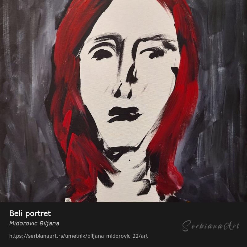Beli portret, Akrilik/Platno, Midorovic Biljana