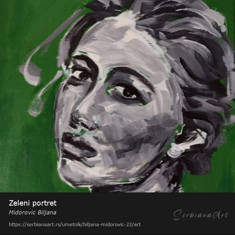 Zeleni portret, Akrilik/Platno, Midorovic Biljana
