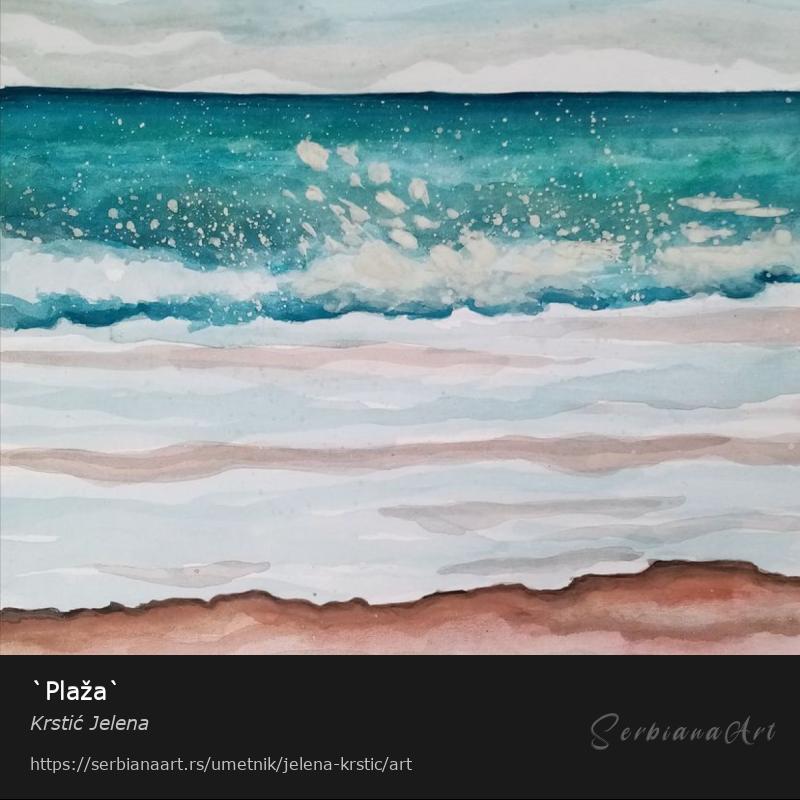 `Plaža`, Vodene boje/Papir, Krstić Jelena