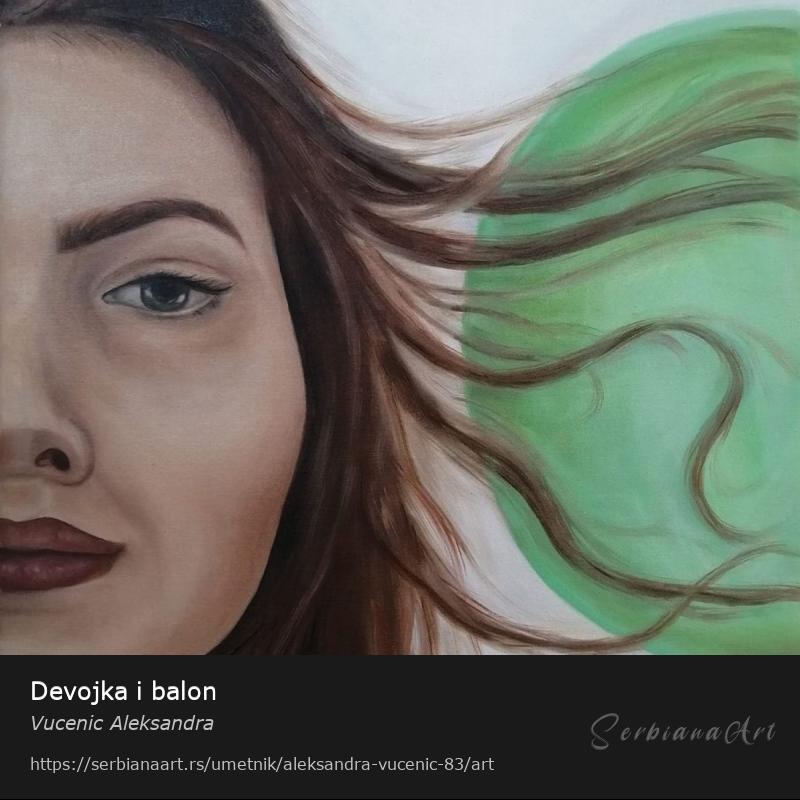 Devojka i balon, Ulje/Platno, Vucenic Aleksandra