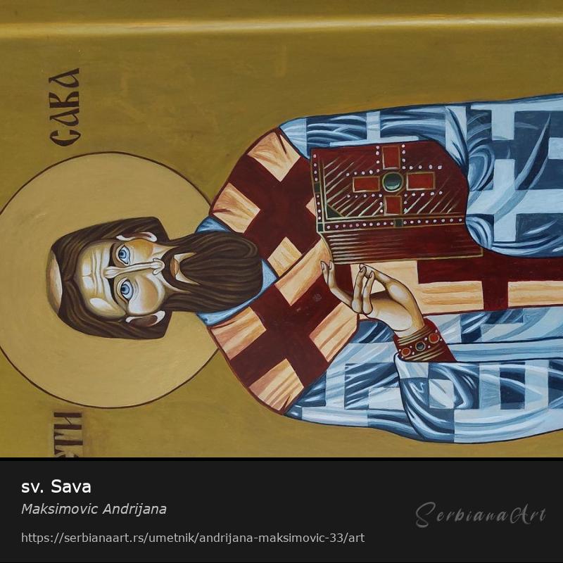 sv. Sava, Akrilik/Platno, Maksimovic Andrijana