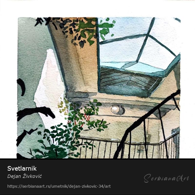 Svetlarnik, Vodene boje/Papir, Dejan Živković