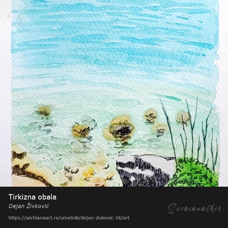 Tirkizna obala, Vodene boje/Papir, Dejan Živković