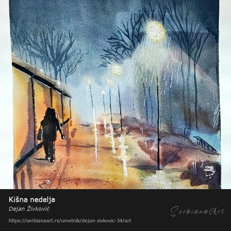 Kišna nedelja, Vodene boje/Papir, Dejan Živković
