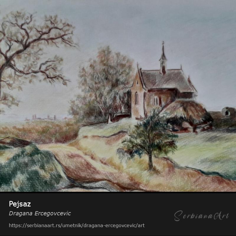 Pejsaz, Pastel/Papir, Dragana Ercegovcevic