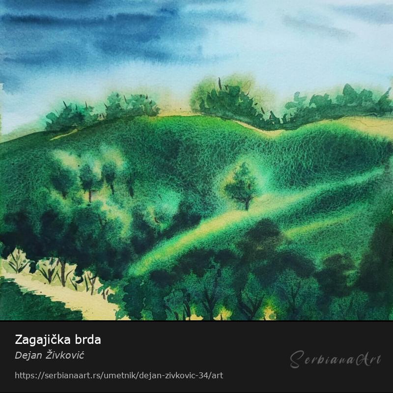 Zagajička brda, Vodene boje/Papir, Dejan Živković