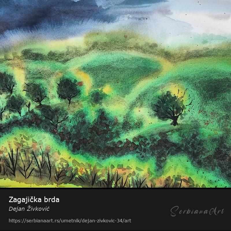 Zagajička brda, Vodene boje/Papir, Dejan Živković