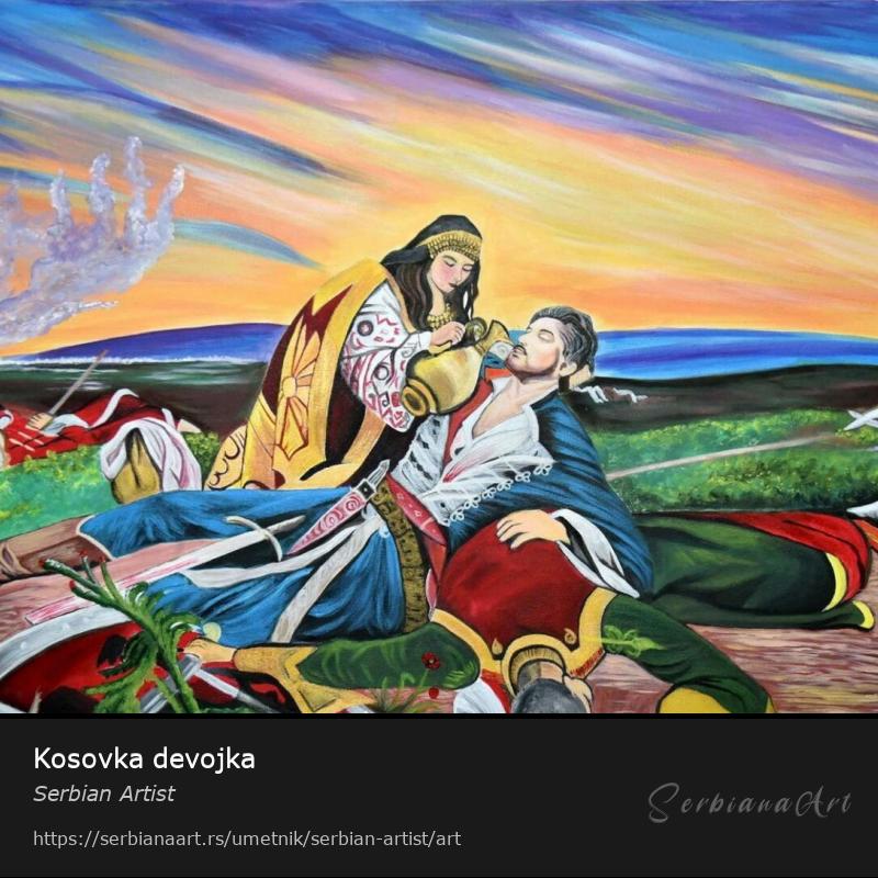 Kosovka devojka, Ulje/Platno, Serbian Artist