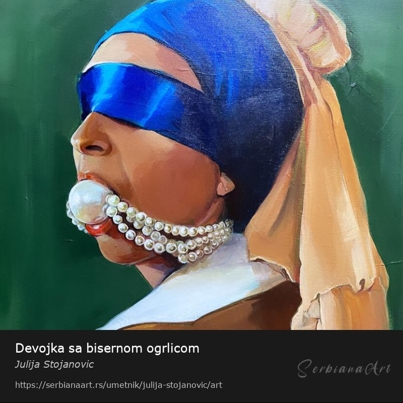 Devojka sa bisernom ogrlicom, Akrilik/Platno, Julija Stojanovic
