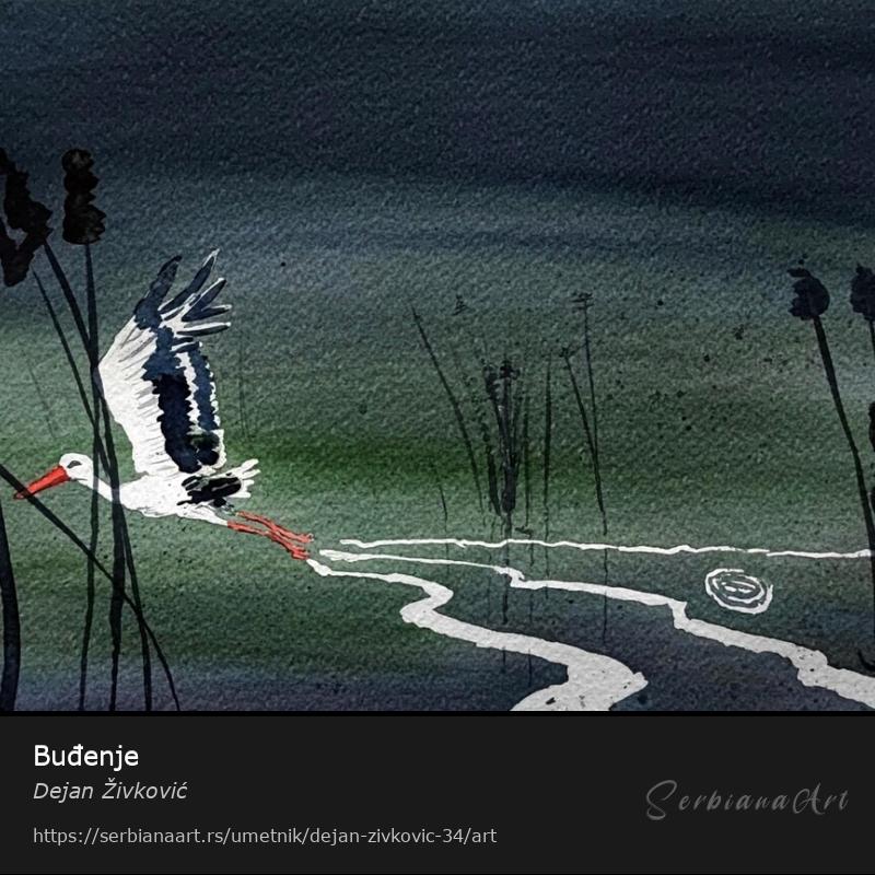 Buđenje, Vodene boje/Papir, Dejan Živković