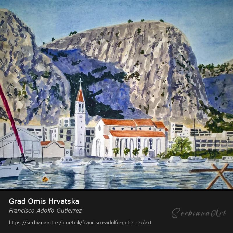 Grad Omis Hrvatska, Vodene boje/Papir, Francisco Adolfo Gutierrez