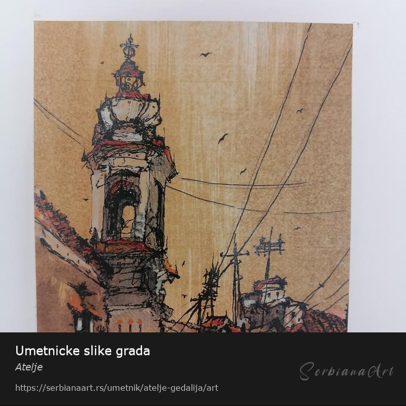 Umetnicke slike grada, Kombinovano/Papir, Atelje 