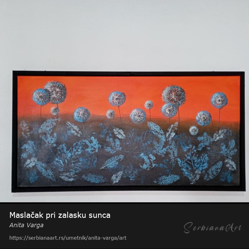 Maslačak pri zalasku sunca, Akrilik/Platno, Anita Varga
