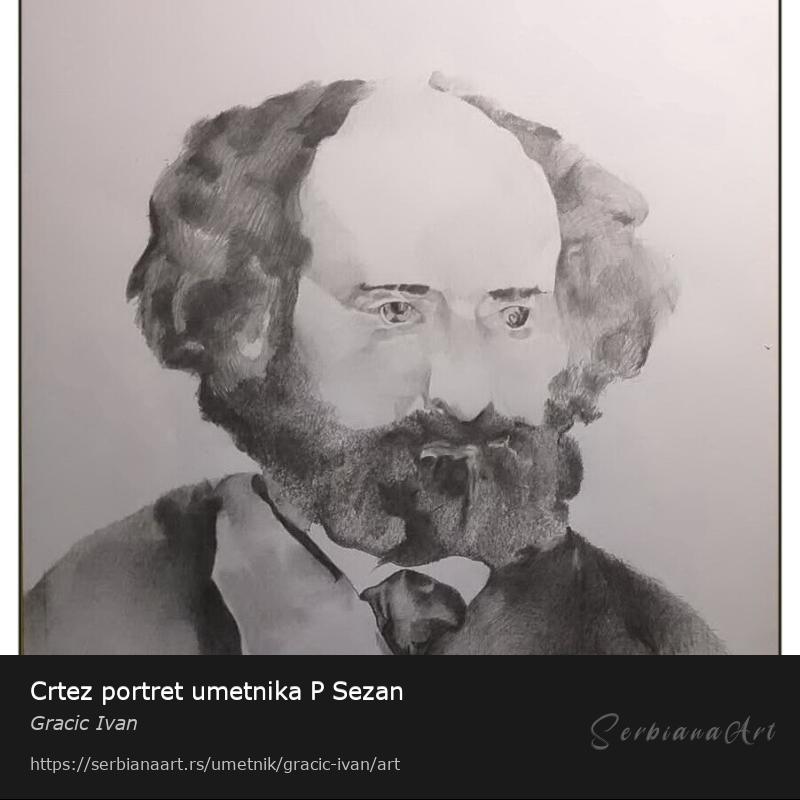 Crtez portret umetnika P Sezan, Olovka/Papir, Gracic Ivan