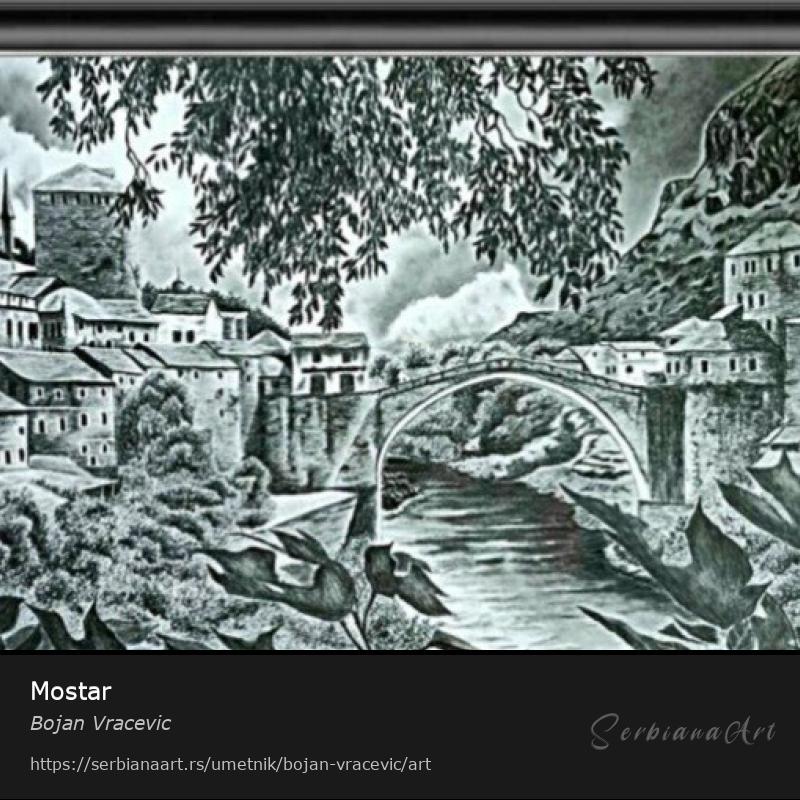 Mostar, Pastel/Papir, Bojan Vracevic